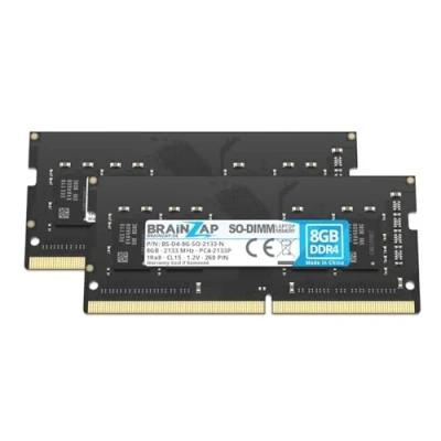 Image de BRAINZAP Barrette de mémoire RAM DDR4 SO DIMM PC4 2133P 1Rx8 2133 MHz 1,2 V CL15 16 Go (2 x 8 Go)
