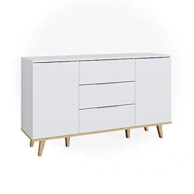 Image de Vicco Commode avec tiroirs Nautica, Blanc/Anthracite, 138 x 82 cm