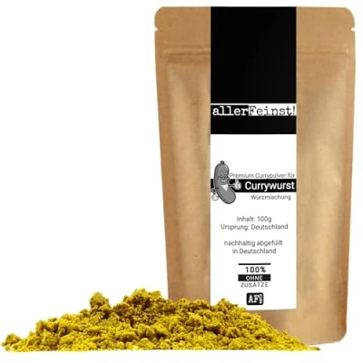 Image de allerFeinst! Épices à saucisse au curry La meilleure poudre de pour sauce et garnitures Préparation des épices 1 paquet (1 x 100 g)