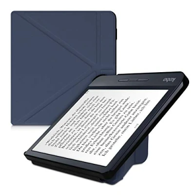 Image de kwmobile Étui Compatible avec Kobo Libra H2O Coque à Rabat magnétique Tablette eReader Similicuir Bleu foncé