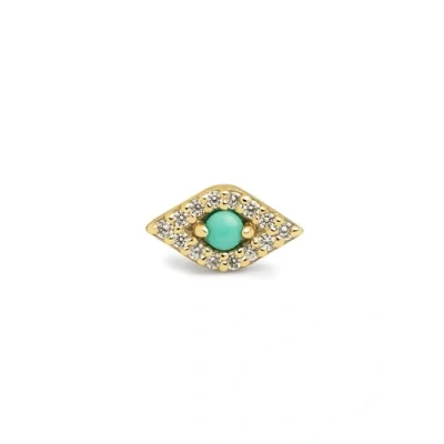 Image de SINGULARU Boucle d&#039;oreille à l&#039;unité Blue Eye en Argent Sterling avec Finition Plaquée Or 18Kt Zircone et Pierre Naturelle Bijoux pour Femmes