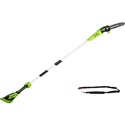Image de Greenworks G40PSF Élagueuse sur perche, Longueur des barres 8 Pouces (20 cm), Vitesse m/s, 3,64 kg, Graisseur Automatique, Portée 2.58 m SANS Batterie 40V Ni Chargeur, Garantie 3 Ans