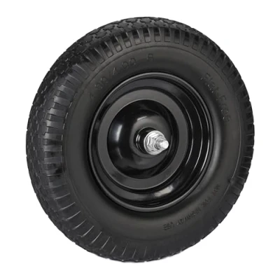 Image de Relaxdays Roue de brouette 4.00 8, Caoutchouc, avec axe, Rechange Diable, Robuste, Charge Max. 100 kg, Noir