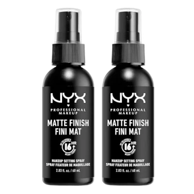 Image de NYX Professional Makeup Spray Fixateur Setting Dewy Finish, de Finition, Tenue Longue Durée, Fini Mat, Formule Vegan, Lot 2, Modèle : Matte