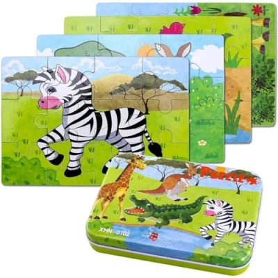 Image de BBLIKE Jouet Puzzle pour Enfants, 4 Niveaux de Difficulté Différents, 9 Pièces, 12 15 20 Éducatif Parfait Garçons Filles 2 Ans + (Panda)