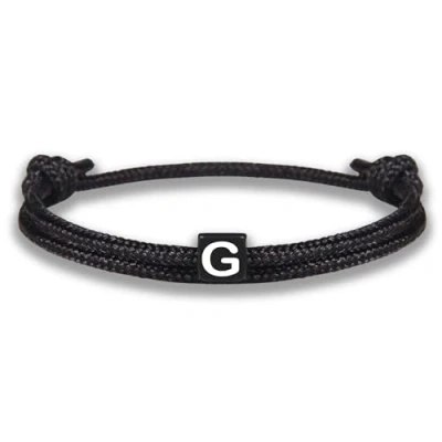 Image de GD GOOD.designs EST. 2015 Bracelet corde avec lettres d&#039;amitié noir ajustable de 14cm à 24cm Initial G