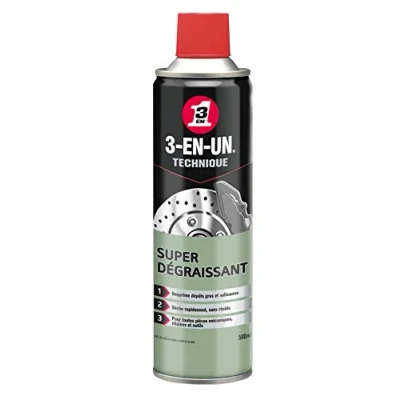 Image de 3 En UN Technique Super dégraissant Aérosol Rapide et puissant Ne laisse aucune trace après le nettoyage Sans solvant chloré Compatible tous métaux, plastiques caoutchoucs 500ML