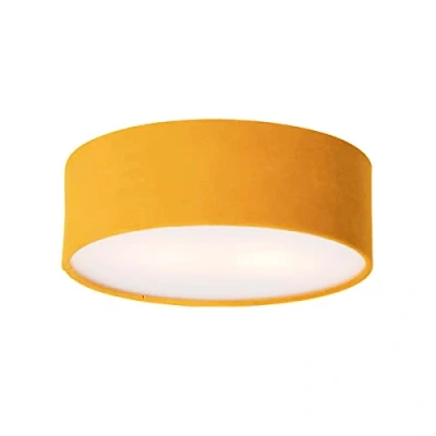 Image de Qazqa drum Plafonnier 2 lumière Ø 30 cm Jaune Moderne éclairage intérieur Salon I Chambre Cuisine Salle à manger