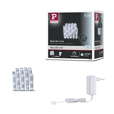 Image de Paulmann 79872 LED MaxLED 250 kit de Base 1,5 m lumière du Jour IP44 Protect Cover INCL 1x6 Watts Strip Bande Lumineuse 6500 K, Matière Plastique, 6 W, Cavalier, 1,5m