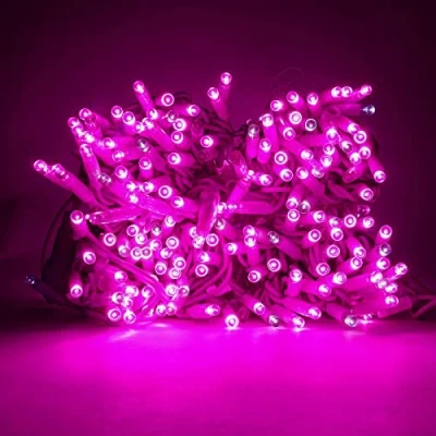 Image de Luccika Guirlande lumineuse de Noël à LED professionnelle avec MaxiLED pour restaurants hôtels routes et allées usage extérieur intérieur (rose flash blanc glacé, 30 mètres 300 LED)