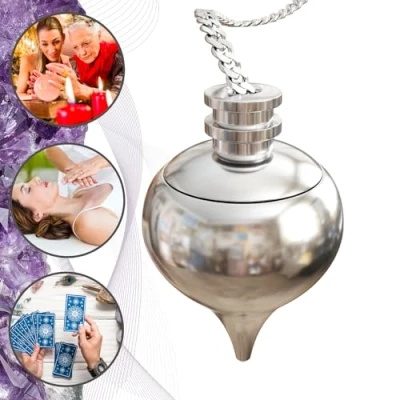 Image de Pendule Divinatoire de Radiesthesie Goutte d&#039;Eau Abbe Mermet et sa CHAMBRE TEMOIN en Laiton Argenté (Metal) Magnetiseur Sourcier Géobiologie