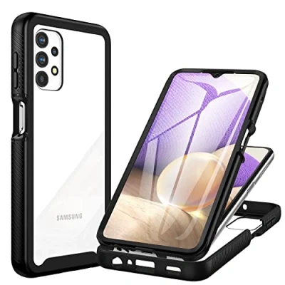 Image de CENHUFO Coque Samsung A32 5G, Antichoc Housse avec Protection d&#039;écran, 360 Protégé Téléphone Etui Double Face Case Robuste Transparent Portable Intégrale pour Galaxy 5G Noir