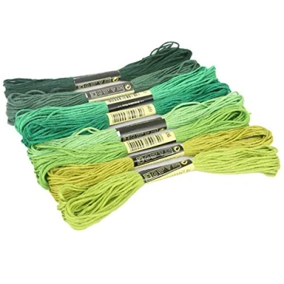 Image de Livecitys 8 Pièces 7.5 M Fils à Broder Fil De Coton Point Croix Broderie Bricolage Artisanat Couture écheveaux pour Vert