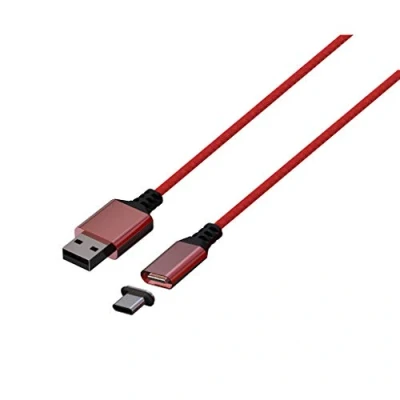 Image de Konix Mythics Câble de charge magnétique 2 m type A à C pour manette DualSense PS5 Chargement grande vitesse Rouge