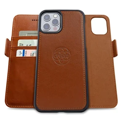 Image de dreem Fibonacci Compatible avec iPhone 13 Pro Max funda cartera / 2 en 1 étui Antichoc et Folio Amovible Cuir végétal, MagSafe, Protection RFID [Caramel]
