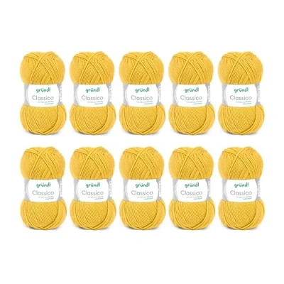 Image de Gründl Lana Classico (Fil à Tricoter certifié Oeko TEX® 50% Laine Vierge (Mérinos) et polyacrylique, 50 g/120 m, Aiguilles : 3,5 4,5, 10 pelotes x g), Moutarde