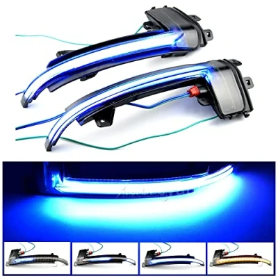 Image de Hacreyatu Lot de 2 clignotants dynamiques LED latéraux pour rétroviseur A u di A4 A5 B8 RS5 RS3 A3 8P S5 RS4 A6 Q3 A8 8K (Bleu Jaune)