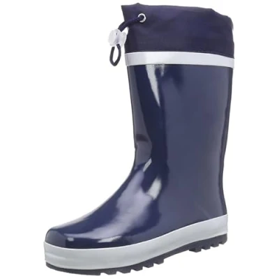 Image de Playshoes Pluie Basic, Bottes en Caoutchouc Naturel avec Doublure Chaude Mixte Enfant Bleu Blanc 26/27