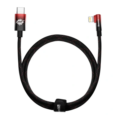 Image de Baseus 1m 20W PD Fast Charging Angled Lightning to USB C Cable, 480Mbps Red