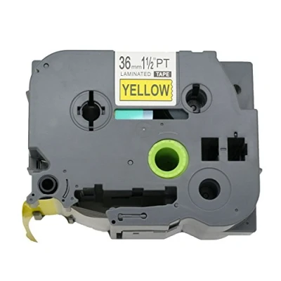 Image de BROVACS 1 ruban adhésif noir sur jaune extra fort compatible avec Brother P Touch TZ S661 TZe 36 mm 1/2&quot; OPA1266