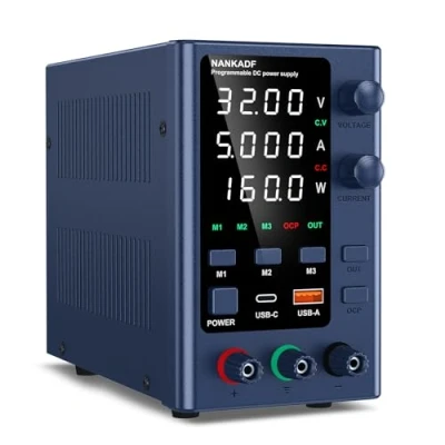 Image de NANKADF Alimentation DC 0 30V 5A, de Laboratoire Variable avec Stockage mémoire, Table réglage par encodeur et Interface Charge Rapide USB A/Type C