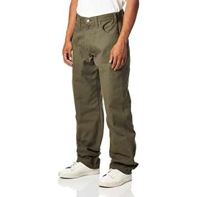 Image de Dickies Jean de Travail en Toile Robuste et résistante sablée, Coupe décontractée, pour Hommes, Vert Mousse, 34W x 30L