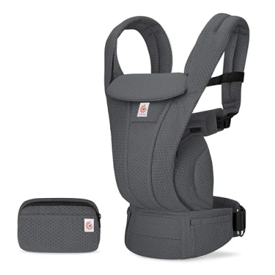 Image de Ergobaby Omni Deluxe porte bébé tout en un pour les nouveau nés dès la naissance jusqu&#039;à 20kg, ergonomique mesh 4 positions, dorsal, de voyage, Graphite Grey