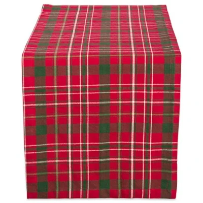 Image de DII Chemin de Table Noël Motif Tartan Houx, Coton, Rouge et Vert, 35,6 x 274,3 cm