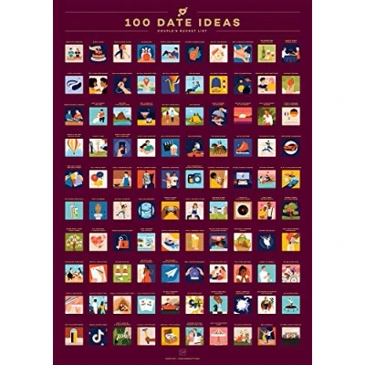 Image de Enno Vatti Affiche de 100 dates Scratch Off Poster à gratter Liste des meilleurs rendez vous amoureux Cadeau Saint Valentin (42 x 59,4 cm)