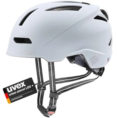 Image de uvex Urban Planet Led Helm Solide pour Hommes et Femmes Éclairage Compris Réglage de la Taille Individuel Cloud Matt 54 58 cm