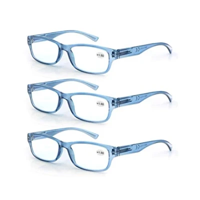 Image de MODFANS Lot de 3 Lunettes Lecture 1.5 Vue Hommes Femmes Ultra Leger,Lunettes Loupes Classique Paires Bleu