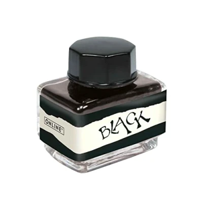 Image de ONLINE encre noire, pot à 15ml, de remplissage multicolore pour calligraphie, handlettering, d&#039;écriture, encrier convertisseur, recharge base d&#039;eau