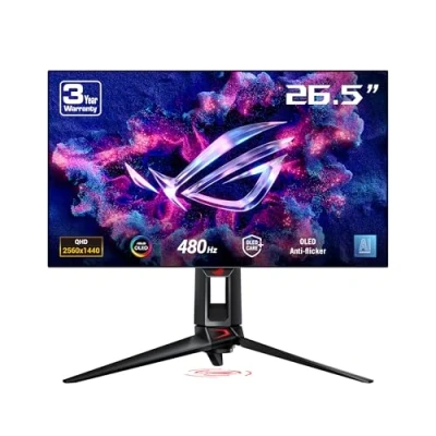 Image de ASUS Moniteur de Jeu ROG Swift OLED PG27AQDP 27 Pouces WOLED, 480 Hz, 0,03 ms, Compatible G Sync®, dissipateur Thermique personnalisé, Care+, Assistant AI, luminosité Uniforme, DCI P3 à 99