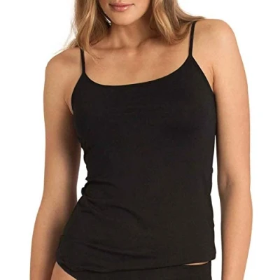 Image de Lot de 2 et 4 débardeurs spaghetti, pour femme, avec ou sans dentelle Noir blanc, bretelles élastiques, en 100 % coton peigné, / 4, 54 56