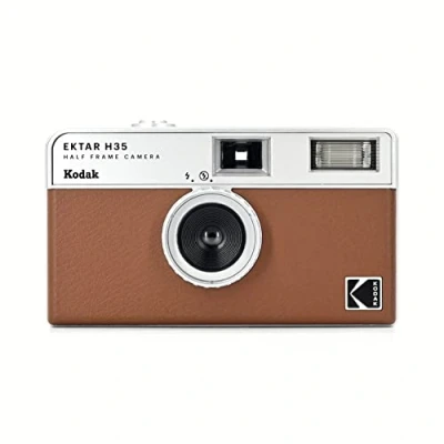 Image de KODAK EKTAR H35 Caméra de Film Demi Format 35 mm, réutilisable, sans Mise au Point, léger, Facile à Utiliser (Marron) (Film et Piles AAA Non incluses)