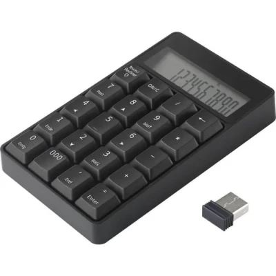 Image de Clavier numérique sans fil Renkforce RF NK 201 avec affichage et fonction calculatrice de poche Noir