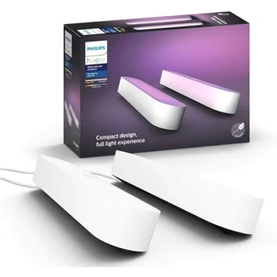 Image de Philips Hue Play Pack White &amp; Color Ambiance, Blanc, de 2, Kit base, fonctionne avec Alexa, Google Assistant et Apple Homekit