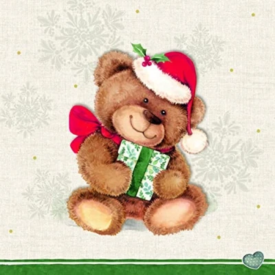 Image de IHR Ideal Home Range Lot de 20 serviettes en papier Motif ourson Noël Crème 3 plis 33 cm x