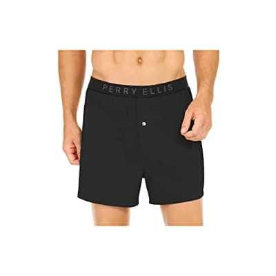 Image de Perry Ellis Men&#039;s Luxe Solid Boxer, Black, Medium