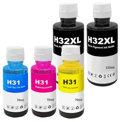Image de LAIPENG 31 32XL Encre Compatible avec HP 32 XL pour Smart Tank 315 319 455 515 516 530 555 558 559 570 655 670 790 5105 7005 7006 7305 7306 7605 415 419 Imprimante 5 Multipack (BK*2/C/M/Y)