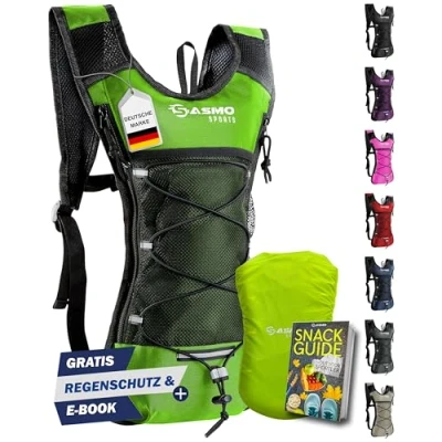 Image de SASMO® sac à dos de course et trail, ultra léger, 6 l/300 g, compartiment thermique isolé, course, pour homme femme, avec housse pluie