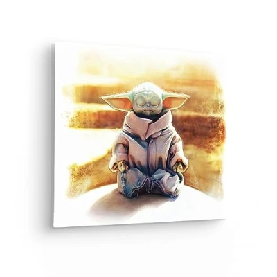 Image de Komar Tableau sur châssis Le Roi de méditation Mandalorian Grogu Dimensions : 30 x 40 cm Image murale pour chambre d&#039;enfant