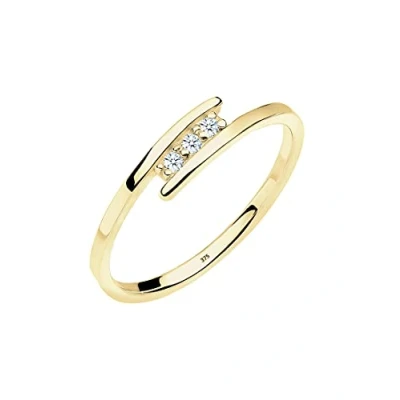 Image de Elli DIAMONDS Bague Femme Trio de Fiançailles avec Diamant (0.04 ct) en Or Jaune 375