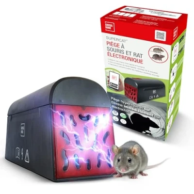 Image de SWISSINNO Piège à Souris et Rat Électronique SuperCat. Hygiénique, fiable adapté la Cible, élimination par Choc électrique. Notification Bluetooth de Capture. Certifié. Production EU. x1
