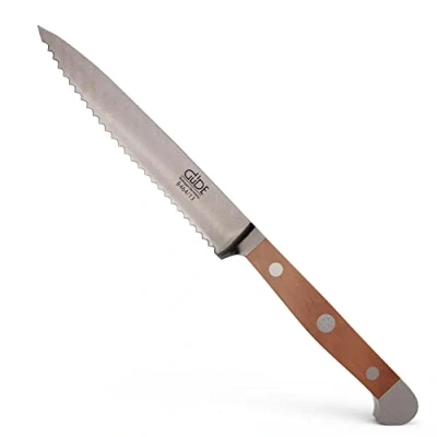 Image de Güde Solingen Couteau à tomates avec Manche forgé, 13 cm, Bois de Poirier, Alpha Poire Double mitre, fabriqué la Main en Allemagne