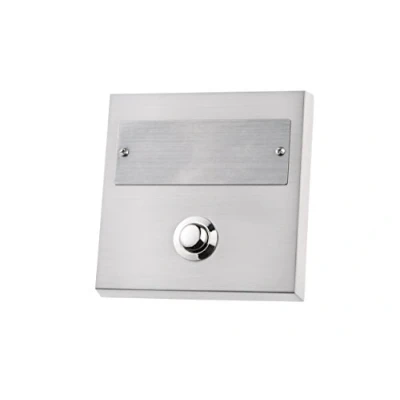 Image de HUBER bouton de sonnette en métal avec plaque nom extra large I laiton chromé poussoir