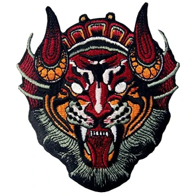 Image de Patch brodé en forme de Monstre Lion Masque, à coudre ou coller avec fer repasser