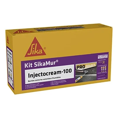 Image de SikaMur InjectoCream 100, Traitement contre les remontées capillaires / d&#039;humidité dans murs, Kit 5m linéaire, Blanc