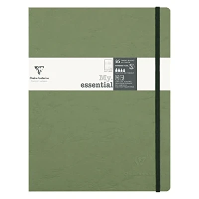 Image de Clairefontaine 794433C Collection Age Bag Un Carnet Élastiqué Cousu MyEssential Vert B5 19x25 cm 192 Pages Numérotées DOT Papier Ivoire 90 g Couverture Carte Lustrée Grain Cuir