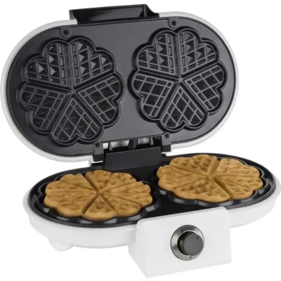 Image de Korona 41020 gaufrier double 1200 watts max. Diamètre des gaufres 13 cm 5 niveaux de brunissement Réglage la température Poignée isolée blanc, noir